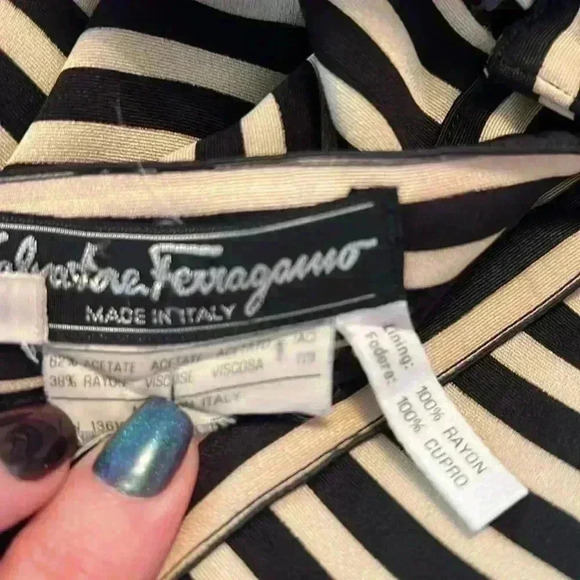 Salvatore Ferragamo Striped Pencil Skirt Size 8 Black & Beige - Picture 10 of 10